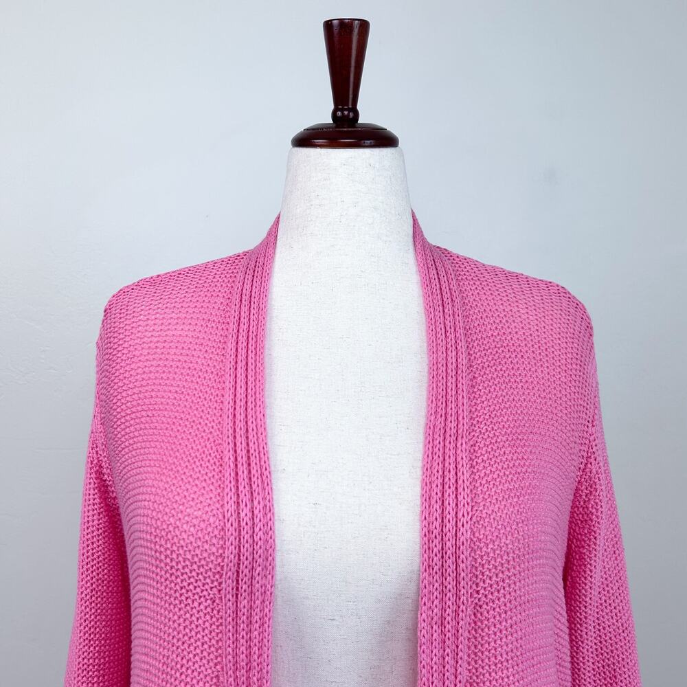 Wooden Ships Pink Long Sleeve Beachy Cotton Blend Open Front Knit Cardigan L/XL - Picture 2 of 7